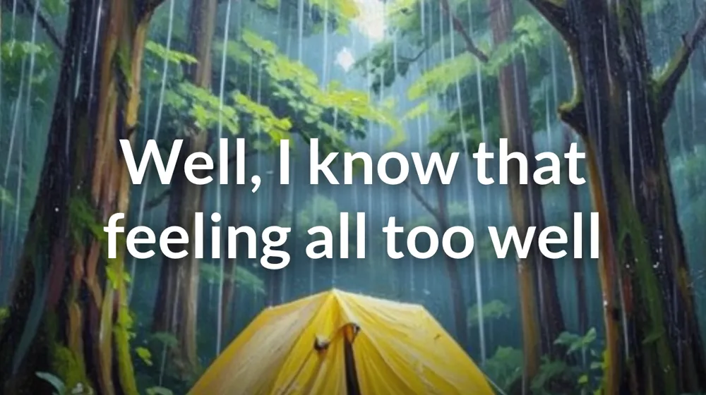 Rainforest and yellow tent artwork used in a lyric video